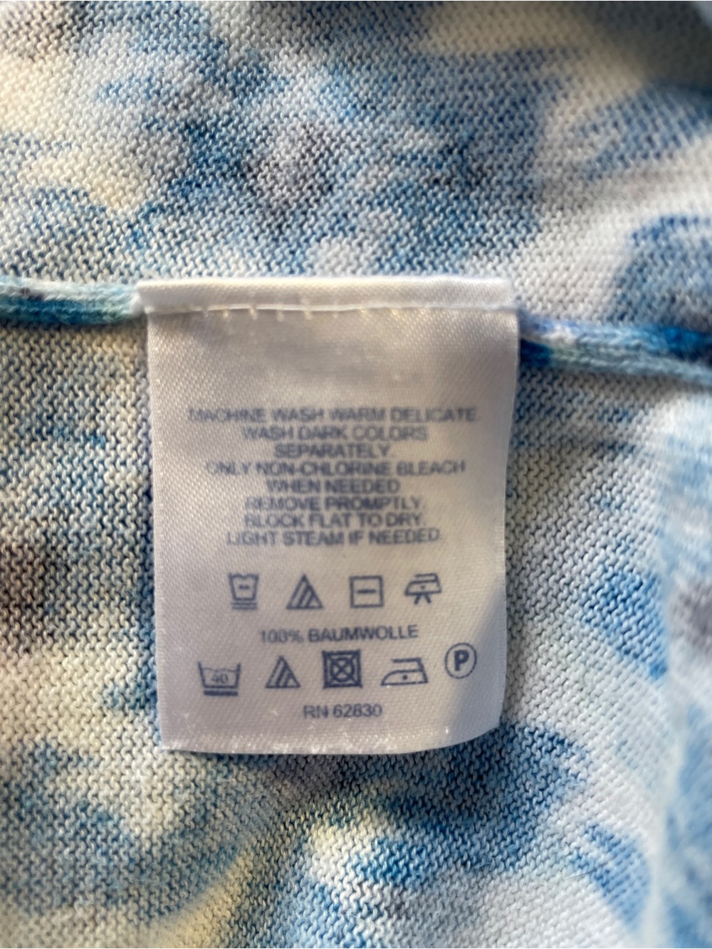 Lands' End 100% Supima Cotton Long Sleeve Blue and White Floral Sweater Size 1X - Picture 5 of 7